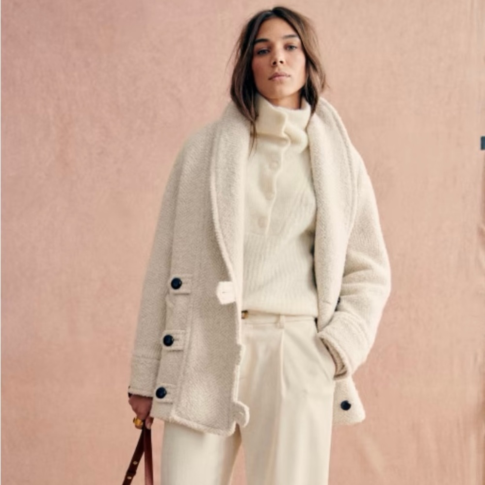 Sezane Sebastien Coat, Ecru, US 4, FR 36.